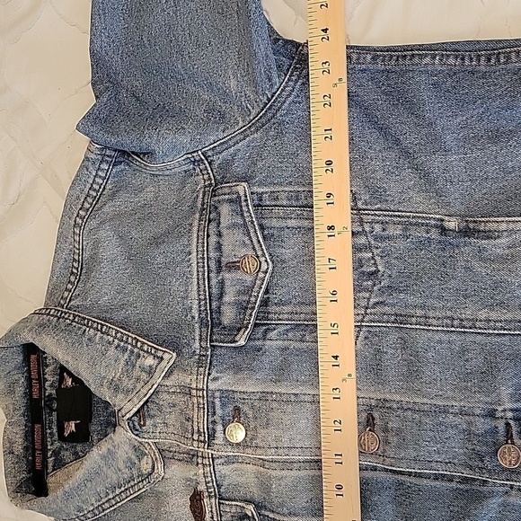 Harley Davidson Embroidered Blue Denim Jean Jacket Women's M - Picture 11 of 12